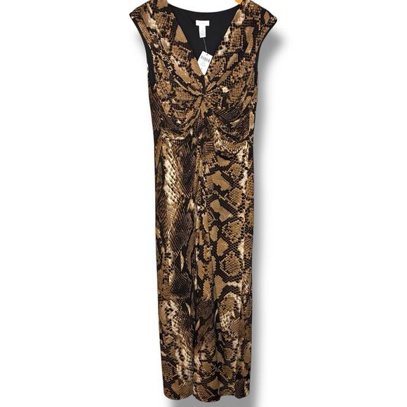 Chico's Dress NWT Size 1 (8/10) Liquid Knit Python Maida Maxi Lined Twist Front - Picture 2 of 7